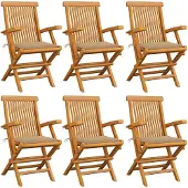vidaXL Tuinstoelen 6 st met beige kussens massief teakhout
