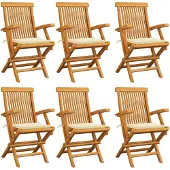 vidaXL Tuinstoelen 6 st met crème kussens massief teakhout