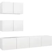 vidaXL 4-delige Tv-meubelset bewerkt hout wit
