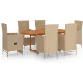vidaXL 7-delige Tuinset poly rattan beige