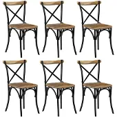vidaXL Kruisstoelen 6 st massief mangohout zwart