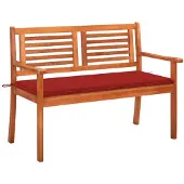vidaXL Tuinbank 2-zits met kussen 120 cm massief eucalyptushout