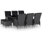 vidaXL 9-delige tuinset met kussens, polyrotan, donkergrijs