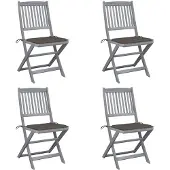 vidaXL Tuinstoelen 4 st inklapbaar met kussens massief acaciahout