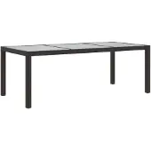 vidaXL Tuintafel 190x90x75 cm gehard glas en poly rattan bruin