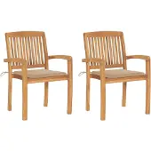 vidaXL Tuinstoelen 2 st met beige kussens massief teakhout