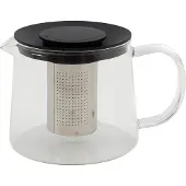 Point-Virgule Theepot uit glas met infuser uit rvs zwart 1L