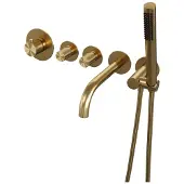 Brauer Gold Carving inbouw badkraan met staafhanddouche geborsteld messing PVD
