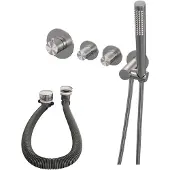 Brauer Brushed Carving inbouw badkraan met badvulcombinatie en staafhanddouche RVS geborsteld PVD