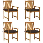 vidaXL Tuinstoelen 4 st met kussens massief acaciahout