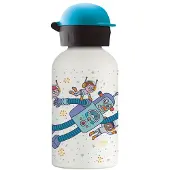Laken drinkfles dubbelwandig isolerend met drinkdop en print, thermos