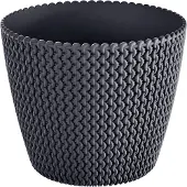 Prosperplast Plantenpot/bloempot Splofy - antraciet grijs - kunststof - D19 x H16 cm - binnen/buiten