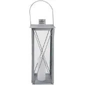 Fancy flames Zilveren tuin lantaarn/windlicht van zink 19,8 x 19,8 x 51,3 cm - Lantaarns