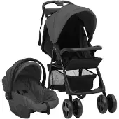 Möbelando Kinderwagen 3-in-1 staal donkergrijs en zwart