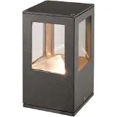 LUCANDE Sokkellamp buiten Nicola, zwart, Aluminium, Modern, LED buitenlamp