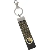 Goebel - Lotus | Sleutelhanger Yin Yang zwart | Kunstleer - 16cm