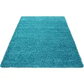 Muratap Basic shaggy vloerkleed turquoise hoogpolig- 120x170 cm