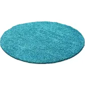 Muratap Basic rond shaggy vloerkleed turquoise hoogpolig- 160 cm rond