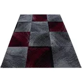 Muratap Plus vloerkleed laagpolig tapijt woonkamer grijs / rood- 160x230 cm