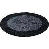 Muratap Basic rond shaggy kader vloerkleed / grijs hoogpolig- 160 cm rond