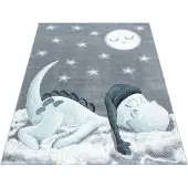 Muratap Bambi dino kinderkamer vloerkleed laagpolig grijs- 80x150 cm