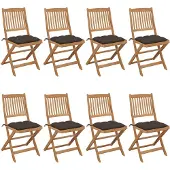 vidaXL Tuinstoelen 8 st inklapbaar met kussens massief acaciahout