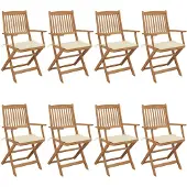 vidaXL Tuinstoelen 8 st inklapbaar met kussens massief acaciahout