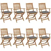 vidaXL Tuinstoelen 8 st inklapbaar met kussens massief acaciahout