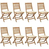 vidaXL Tuinstoelen 8 st inklapbaar met kussens massief acaciahout