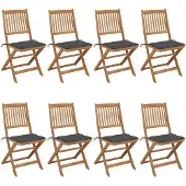 vidaXL Tuinstoelen 8 st inklapbaar met kussens massief acaciahout