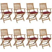 vidaXL Tuinstoelen 8 st inklapbaar met kussens massief acaciahout