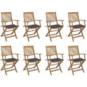 vidaXL Tuinstoelen 8 st inklapbaar met kussens massief acaciahout