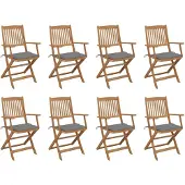 vidaXL Tuinstoelen 8 st inklapbaar met kussens massief acaciahout