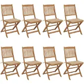 vidaXL Tuinstoelen 8 st inklapbaar met kussens massief acaciahout