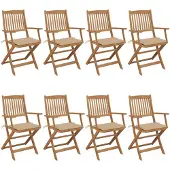 vidaXL Tuinstoelen 8 st inklapbaar met kussens massief acaciahout