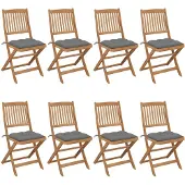 vidaXL Tuinstoelen 8 st inklapbaar met kussens massief acaciahout