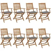 vidaXL Tuinstoelen 8 st inklapbaar met kussens massief acaciahout