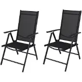 4Goodz set 2 stuks Tuinstoelen Verstelbaar 8 standen - Zwart