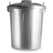 Forte Plastics Vuilnisbak/prullenbak - 51 liter - zilver - kunststof - losse deksel - Prullenbakken