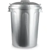 Forte Plastics Kunststof afvalemmers/vuilnisemmers zilver 70 liter met deksel - Prullenbakken