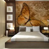 Artgeist Fotobehang – Behangpapier - Fotobehang - butterfly (sepia) 250x193 -