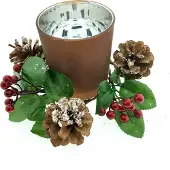 Benza Glazen Theelichthouder Met Kerststukje Hulst - 18 cm