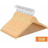 Relaxwonen | Kledinghangers | Set van 50 stuks | Hout | Bruin | Draaibare haak