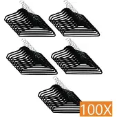 Relaxwonen Kledinghangerset 100 stuks - Non slip kledinghangers - Fluweel zwart