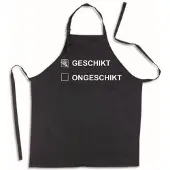 Benza Geschikt of Ongeschikt - Luxe keukenschort met tekst – Zwart
