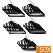 Relaxwonen Kledinghangerset 150 stuks - Non slip kledinghangers - Fluweel zwart
