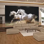 Artgeist Fotobehang – Behangpapier - Fotobehang - Galopperende paarden op het zand 250x193 -
