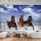 Artgeist Fotobehang – Behangpapier - Fotobehang - Horses in the Snow 150x105 -