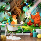 Artgeist Fotobehang – Behangpapier - Fotobehang - Bear and Friends 100x70 -