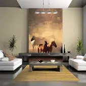 Artgeist Fotobehang – Behangpapier - Fotobehang - Wilde paarden van de steppe 250x193 -
